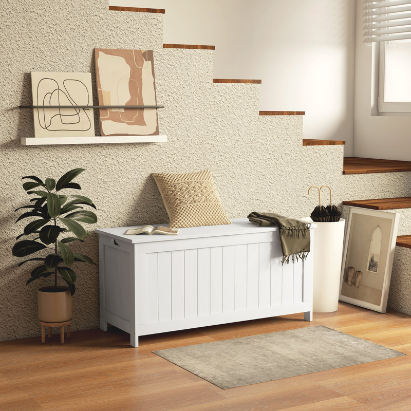 Coffre de camp en bois d'ingénierie Dereth, Blanc, H 18,9 po x l 39,4 po x P 15,7 po