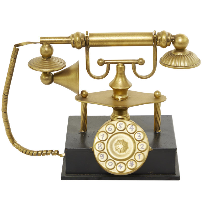 Sculpture en métal téléphone or