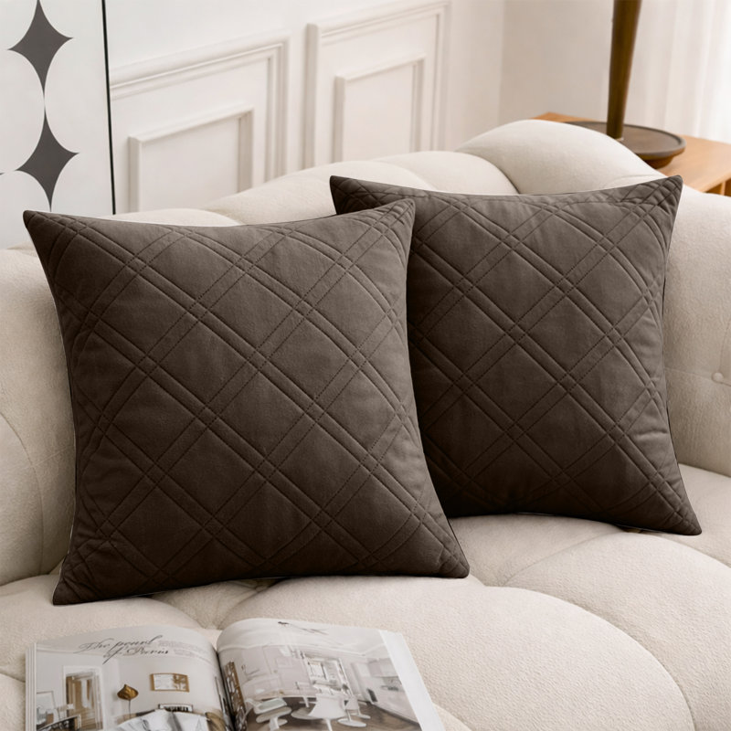 Geometric Square Cushion, Coffee
