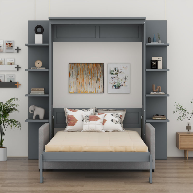 Murphy Bed Wall Bed With Sofa, Gray