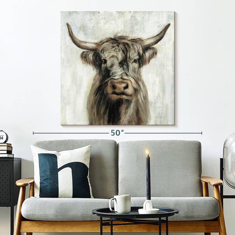 Brun vache Brampt Highland, H 33 po x l 33 po