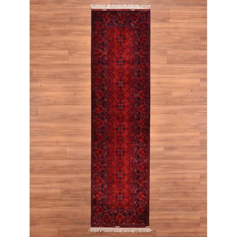 Tapis en laine et coton rouge noué à la main Original