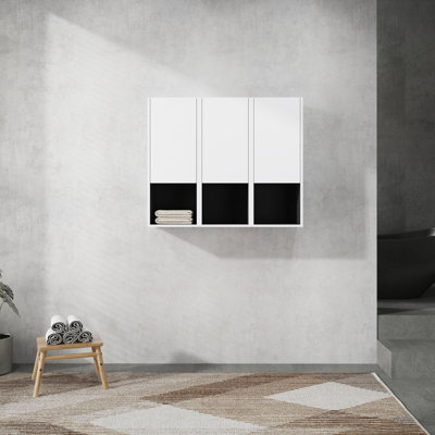 Armoire murale 3 portes 3 portes, style moderne, à fermeture douce, gracieuse 12 po 3 portes, blanc, montage élégant