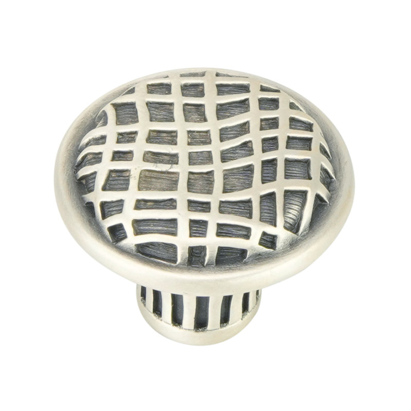 LINEN WEAVE KNOB; FLORENTINE , Silver