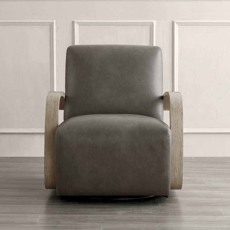 Brehana Swivel Armchair, Driftwood Ash, Storm Pebbled Vegan Leather