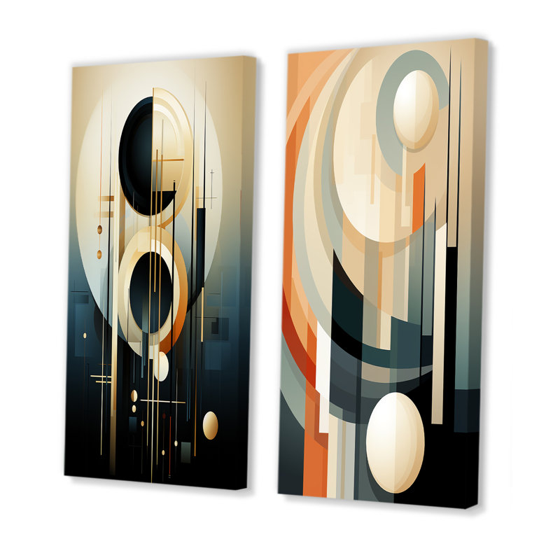 Vecteurs de vanille, formes abstraites - ensemble de 2 formes murales abstraites, H 28 po x l 25 po, Toile tendue