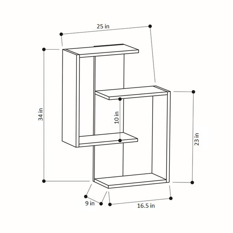 Tablette décorative 3 pièces Theodore, Anthracite / noyer clair