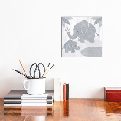 Safari Fun Elephant Grey No Border by Moira Hershey - Wrapped Canvas Print