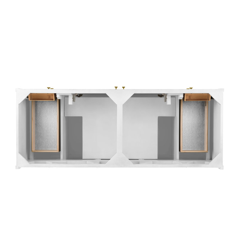 Chicago 60'' W Double Vanity, Glossy White, Victorian Silver