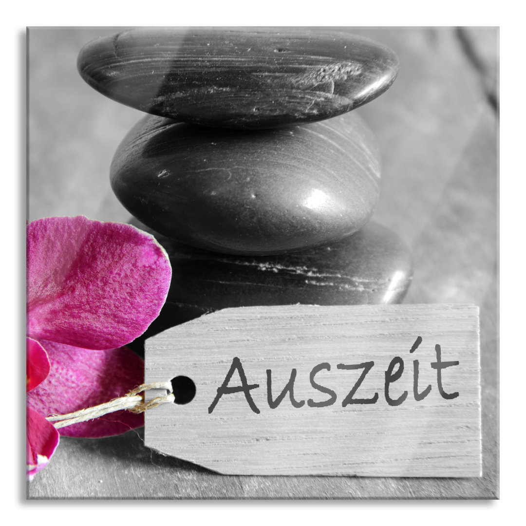 Glasbild Orchid with Zen Stones