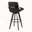 Tabourets de bar pivotants à hauteur fixe, structure en bois noir avec siège en similicuir noir, repose-pieds rond en métal, ensemble de 2, îlot de cuisine et tabouret de bar-300546850