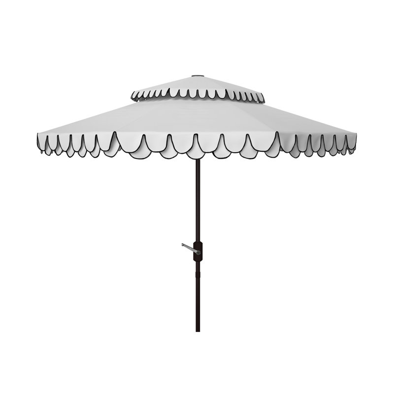 Parasol d'extérieur festonné inclinable 101 po Poppy, Blanc/Noir