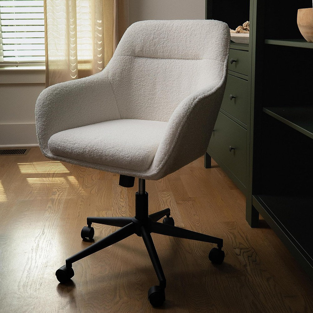 Rayna Mid-Back Swivel Upholstered Modern Desk Chair with Flared Arms by Martha Stewart Martha Stewart