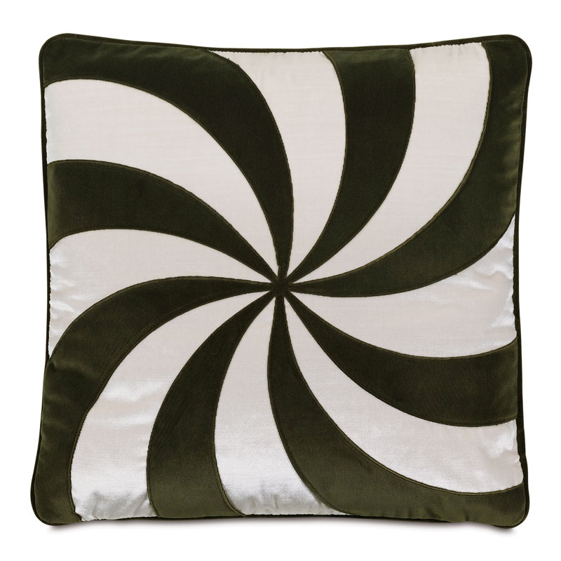 Holiday Traditional Square Pillow Cover & Insert, Green/White