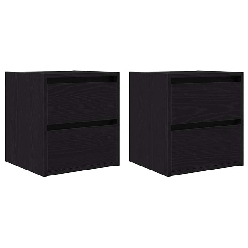Wall-Mounted Bedside Cabinets 2 Pcs 38X34x40 Cm, Black Oak, 2