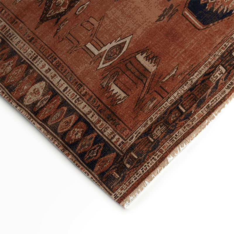 Tapis turc intérieur et extérieur brun, Rond 5 pi