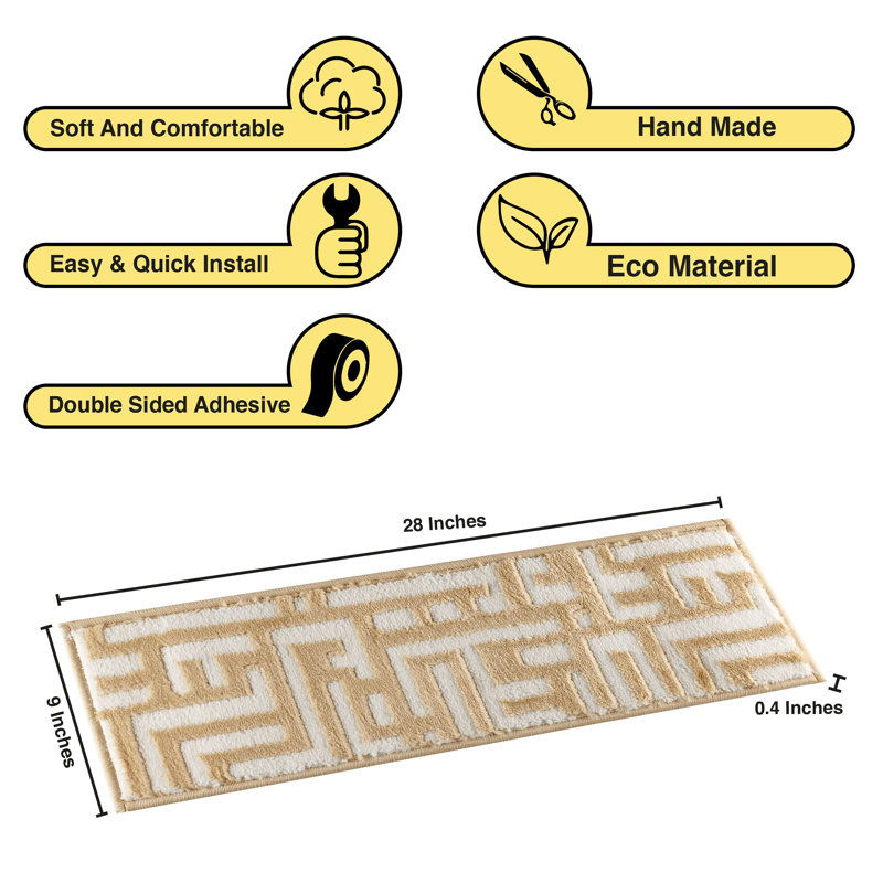 Tapis d'escalier moderne et géométrique beige