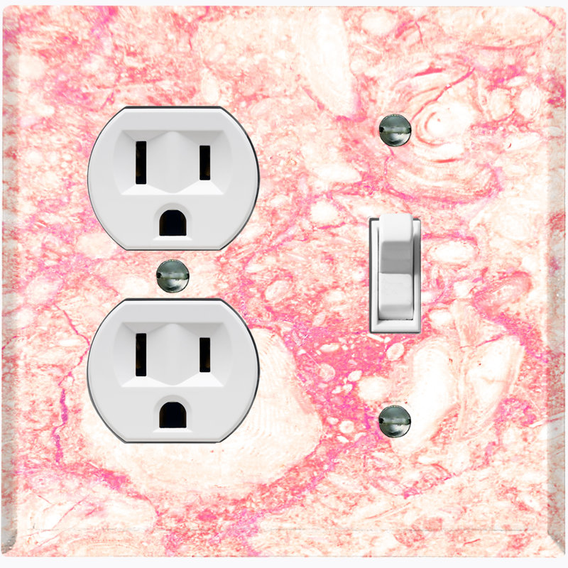 Patterned 2 - Gang Combination Plate Standard Combination Wall Plate, Beige/Pink/White