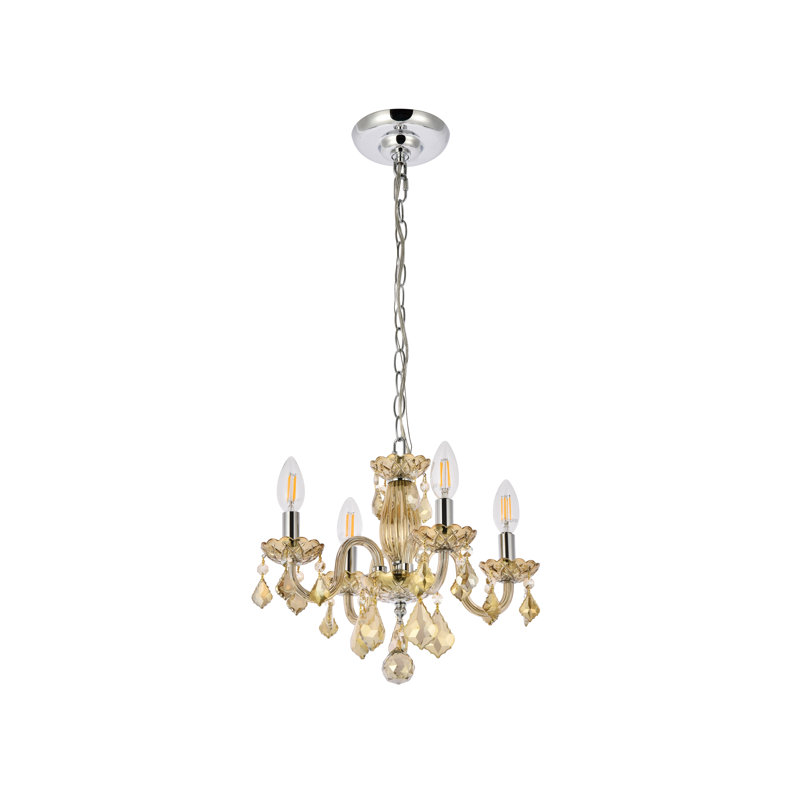 Jaquelin 4 - Light Dimmable Classic / Traditional Chandelier, Golden Teak