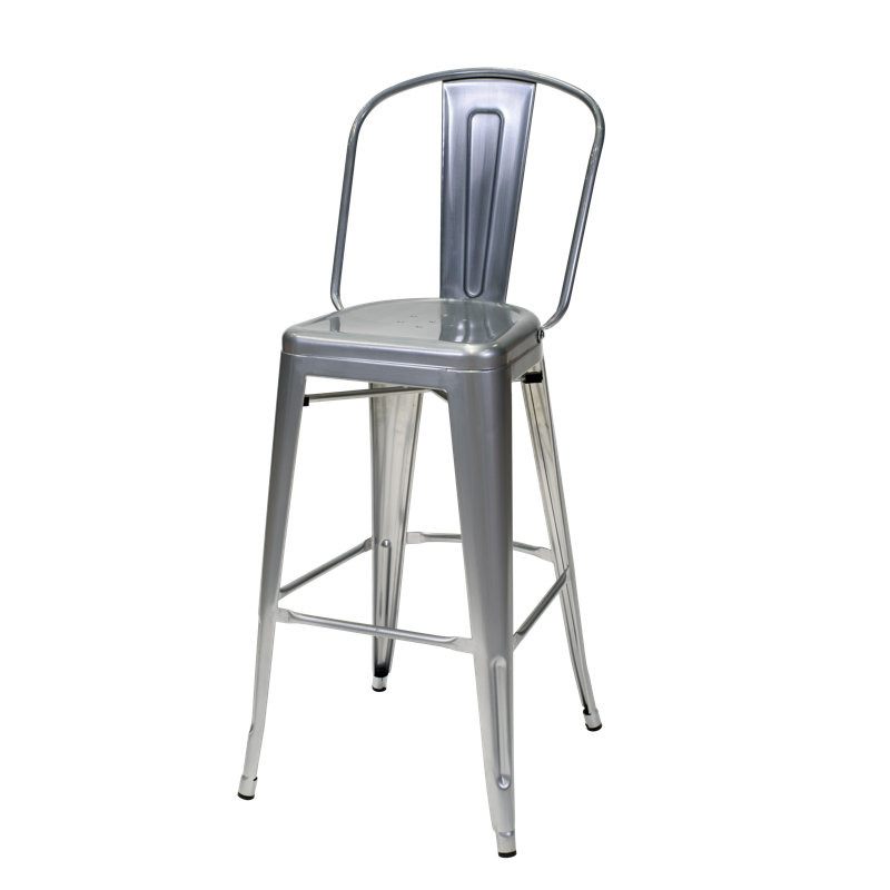 Steel Counter Stool with Steel Frame, Gunmetal Gray
