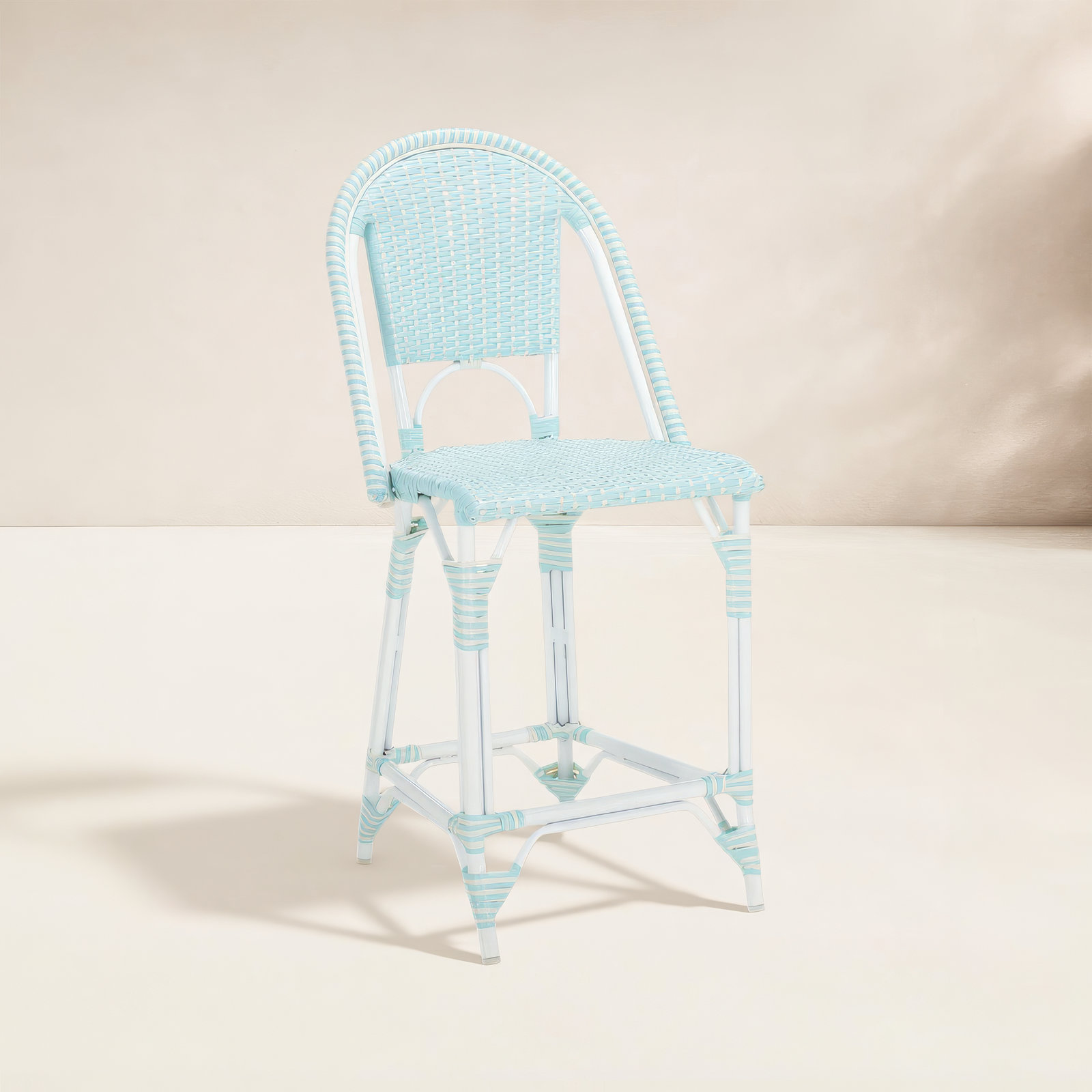 Kesa California 25" Patio Counter Stool, Baby Blue / White / White