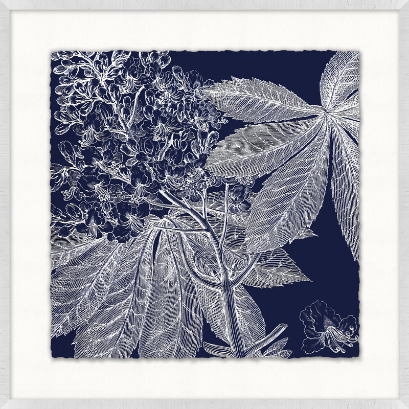 Transitional Leaf Composition On Navy 1 Print