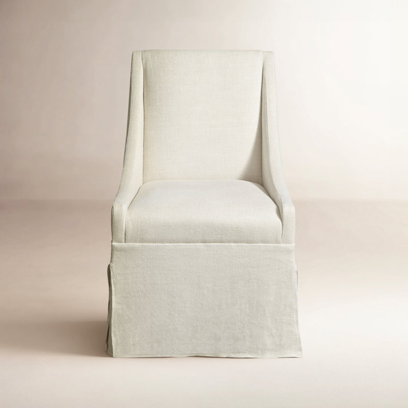Towsend Upholstered Dining Chair, Linen Beige / Leg Color: Flint