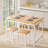 5-Piece Modern Kitchen Bar Table Set With Four Bar Stools, Metal Frame & White Oak MDF