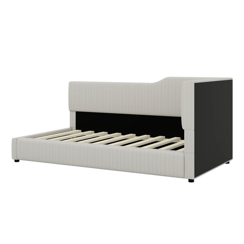 L-Shaped Corduroy Daybed, Beige, Twin