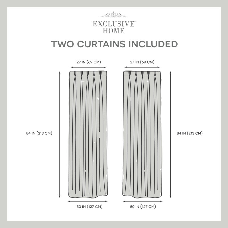 Loha Synthetic Solid Color Semi-Sheer Pinch Pleat Curtain Panels, 27" W x 84" L, Beige