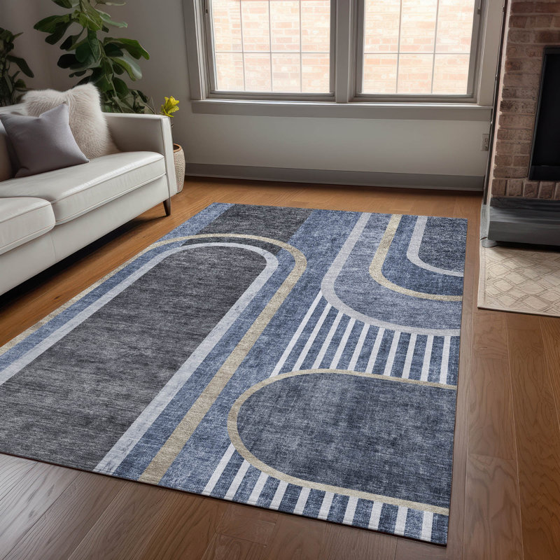 Lovell Washable Geometric Indoor / Outdoor Rug, Rectangle 5' x 7'6"