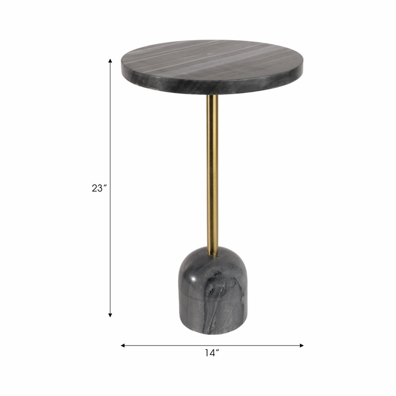 Barrett Tall Marble Table, Gray, 23'' H x 14" W x 14" D