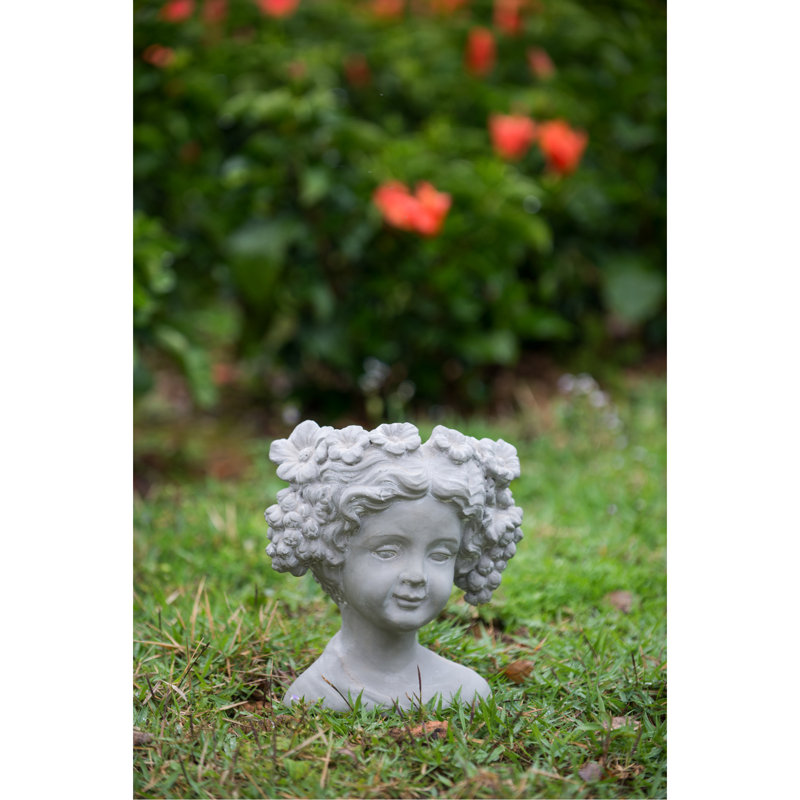 Cement Bust Wall Planter, Gray
