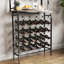 Table de bar à vin industrielle avec porte-bouteilles à 3 niveaux et porte-verres avec tablettes de rangement