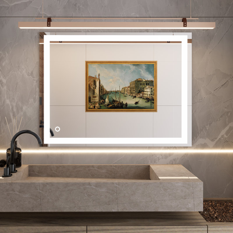 Super Bright Front & Back Lighted Anti-Fog Bathroom/Vanity Mirror, 36" x 48"