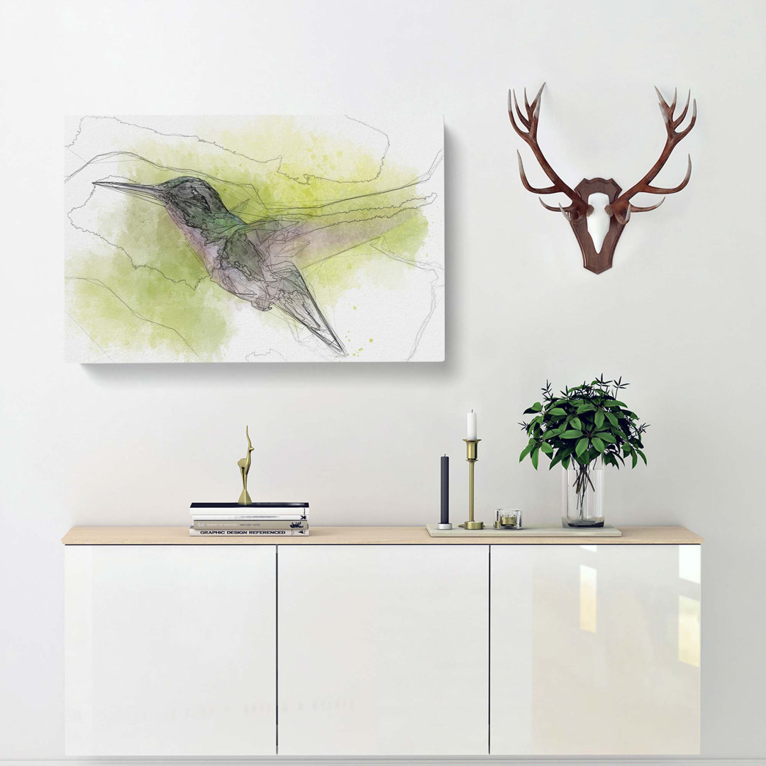 Hummingbird in Costa Rica in Abstract - Wrapped Canvas