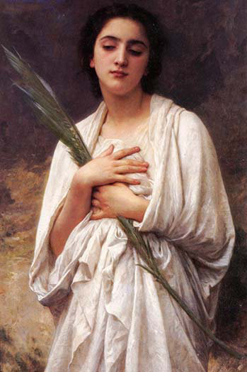 Reproduction d’art graphique « the palm leaf » par william bouguereau, H 36 po x l 24 po x P 1,5 po