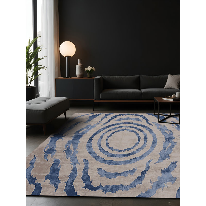 Tapis gris soyeux et moelleux, Carré 7 pi