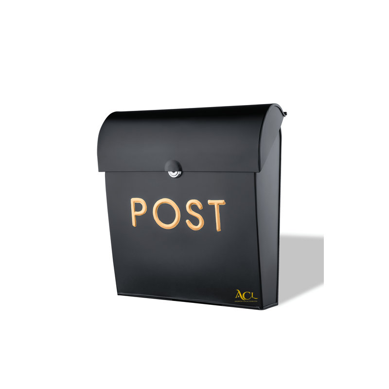Buecker Aluminum Wall Mounted Post Box, 38cm H x 30cm W x 12.5cm D, Black