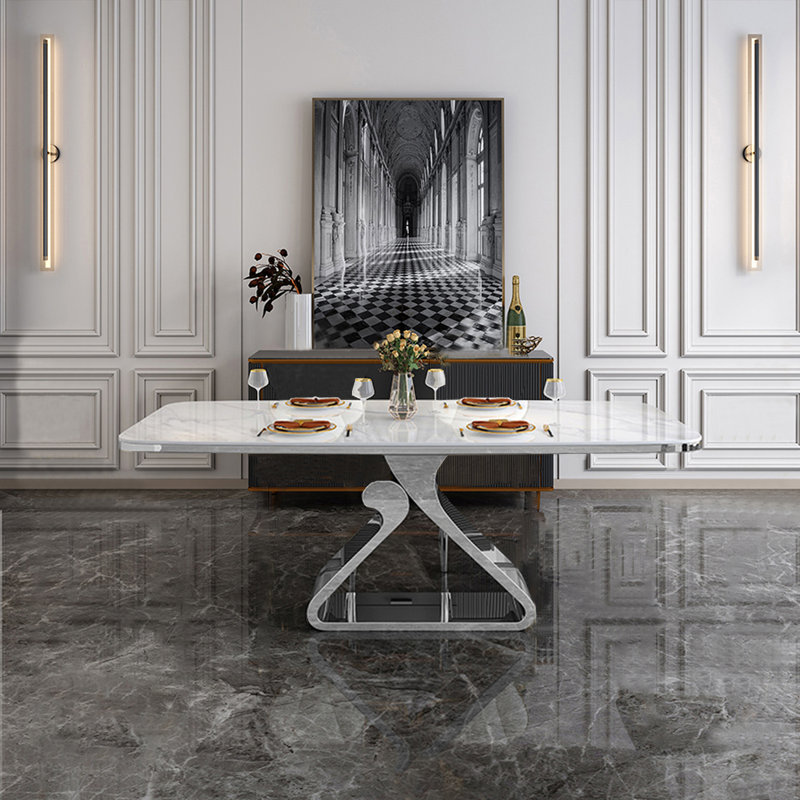 Table de salle à manger Arendine, Blanc / gris clair, L 35,43 po x L 62,99 po