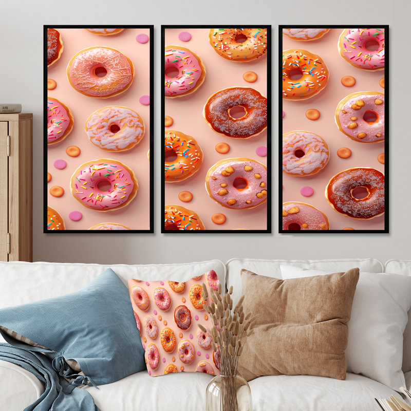«Fun Donuts», H 28 po x l 36 po x P 1 po, Toile avec cadre flottant noir
