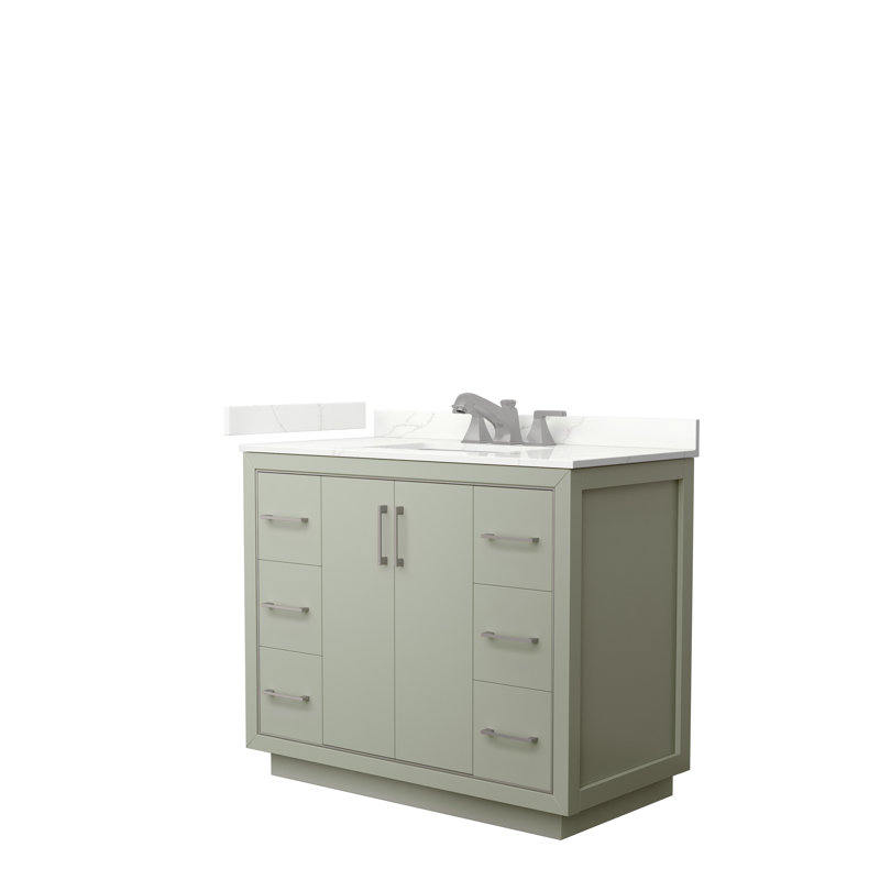 42'' W Single Vanity, Giotto Quartz, Light Green, Brushed Nickel