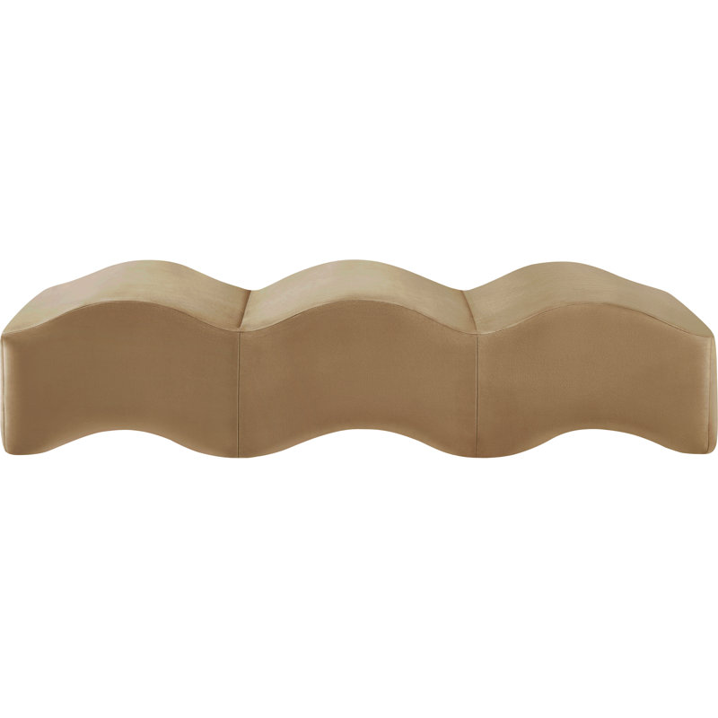 Banc en velours Leavon, Velours beige