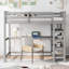 Lit mezzanine simple fonctionnel avec tablettes de rangement intégrées et bureau sous le lit pour une organisation efficace de la chambre à coucher-1142529848-1142529849
