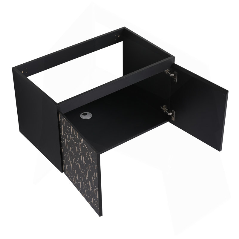 Ensemble de meuble-lavabo mural flottant 30 po avec lavabo en céramique et porte d'armoire à fermeture en douceur