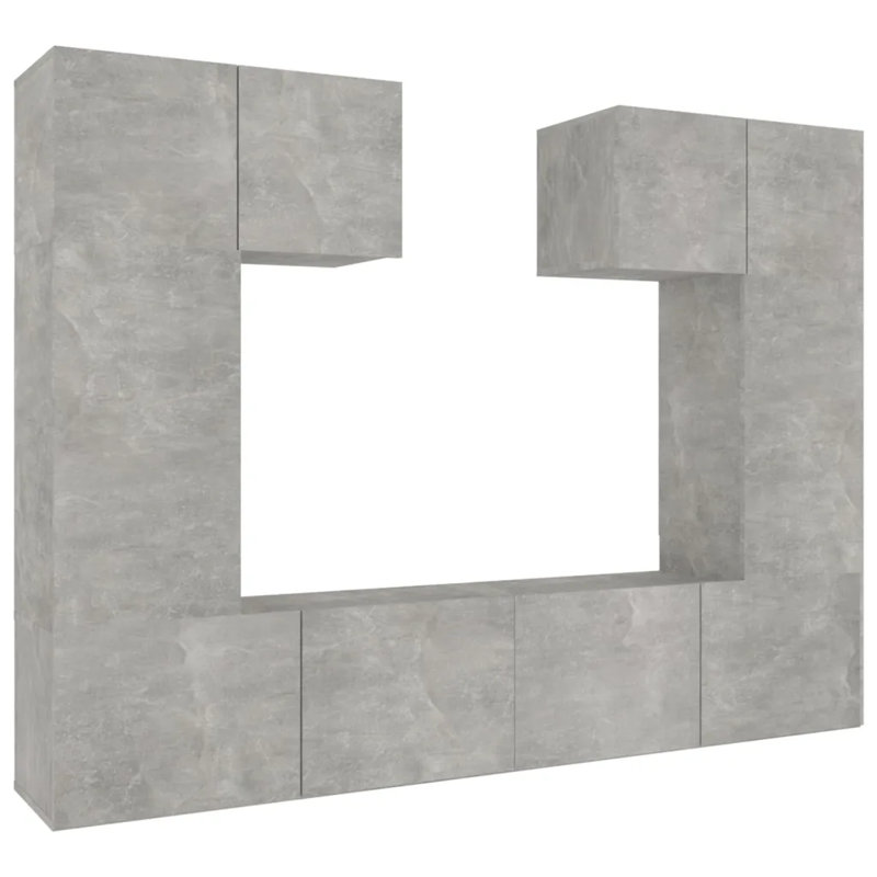 6 Piece TV Cabinet Set Concrete Grey Engineered Wood