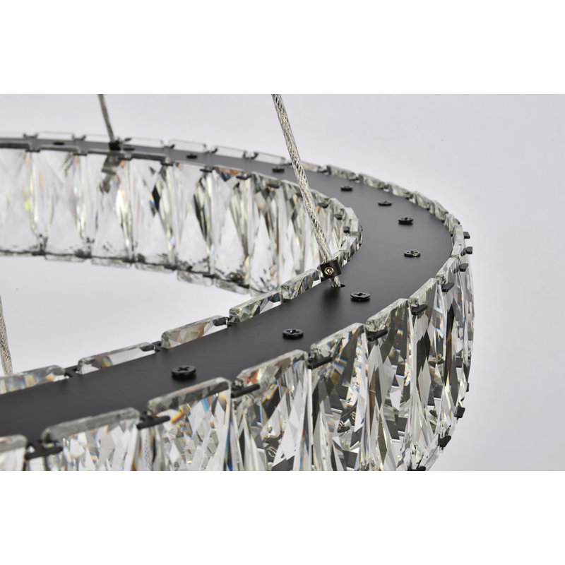 Lustre ovale en cristal 2 lumières Steveson, H 12 po x l 24 po x P 24 po, Noir