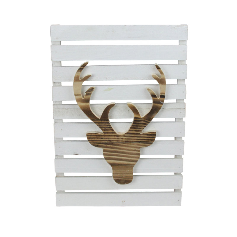 Décoration murale de Noël 15,75 "cerf sur palette blanche