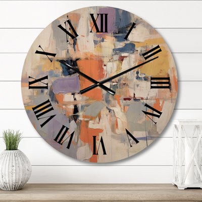 Horloge murale Poetic Expressionism en mauve et orange