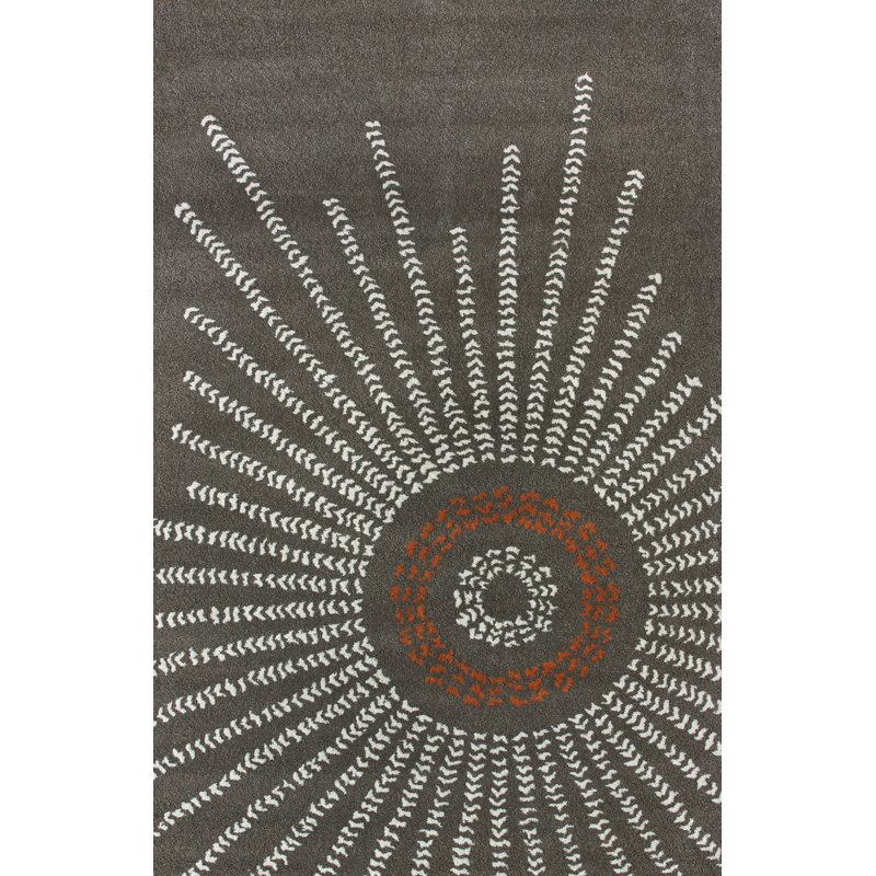 Tapis gris anthracite Anterrius Starburst, Rectangle 7 pi 7,2 po x 9 pi 6 po